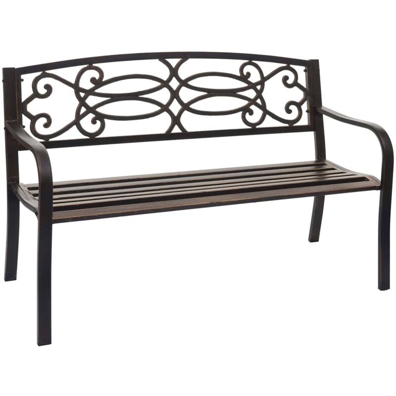 Banc de jardin HHG-698, banc du parc, 2 places, acier thermolaqué, bronze vintage