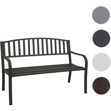 Banc de jardin HWC-F43, banc du parc, 2 places, acier thermolaqué  gris