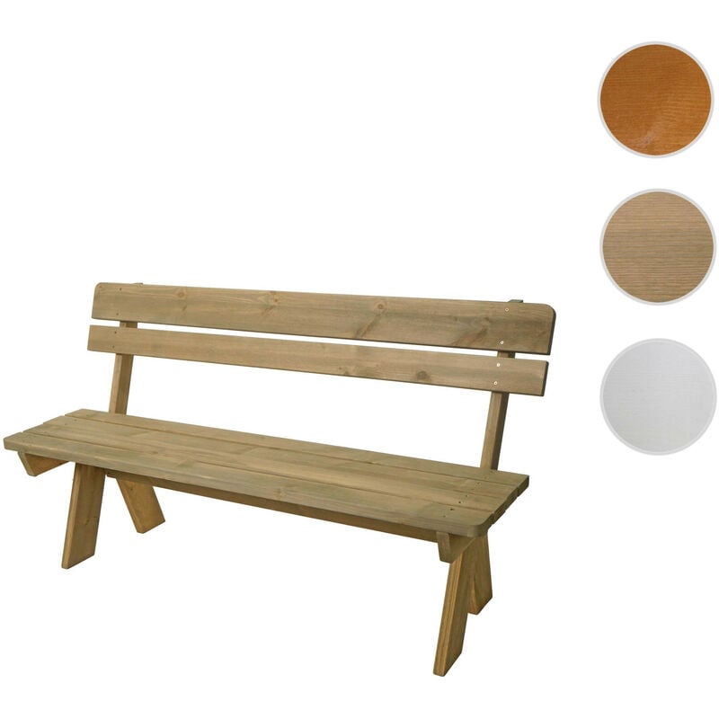 Banc de jardin HWC-L66 - banc en bois Banc de parc - qualité gastronomique - bois massif 148cm - blanc