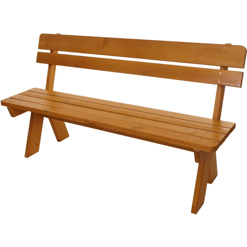 Banc de jardin HWC-L66 - banc en bois Banc de parc - qualité gastronomique - bois massif 148cm - miel