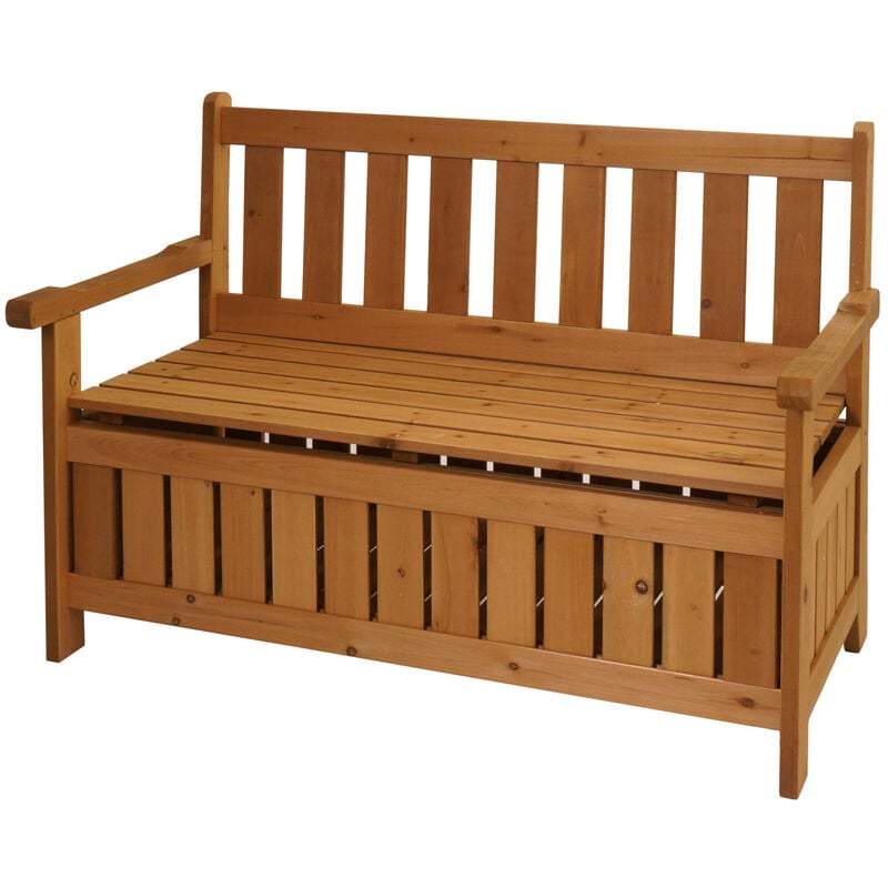 Banc de jardin HWC-L68 avec espace de rangement - Outdoor sapin bois MVG 114cm - brun