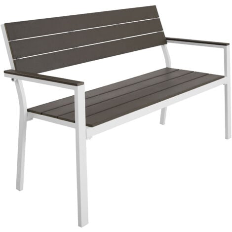 TECTAKE Banc de jardin Line 2 places en aluminium 128 x 59 88cm - meuble jardin, banc extérieur, extérieur