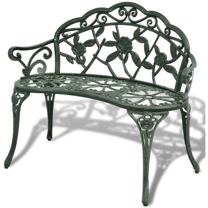 Banc de jardin 100 cm Aluminium coulé Vert Vidaxl