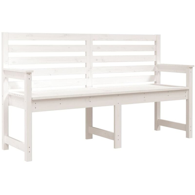 Banc de jardin meuble de patio d'extérieur terrasse blanc 159,5 x 48 x 91,5 cm bois massif de pin