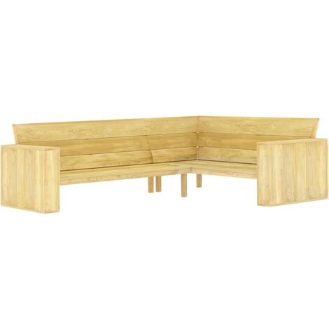 Banc de jardin meuble de patio d'extérieur terrasse d'angle de jardin 239 cm bois de pin imprégné