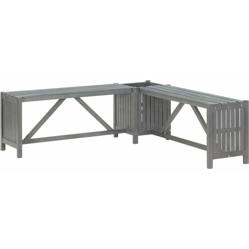 Banc de jardin meuble de patio d'extérieur terrasse d'angle de jardin et jardinière 117 cm bois d'acacia gris