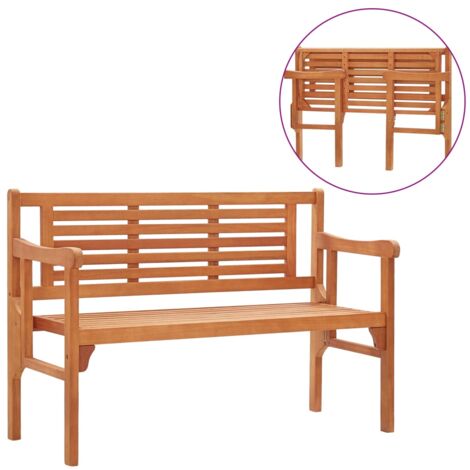 Banc de jardin meuble de patio d'extérieur terrasse pliable de jardin 120 x 53 x 81 cm bois d'eucalyptus solide