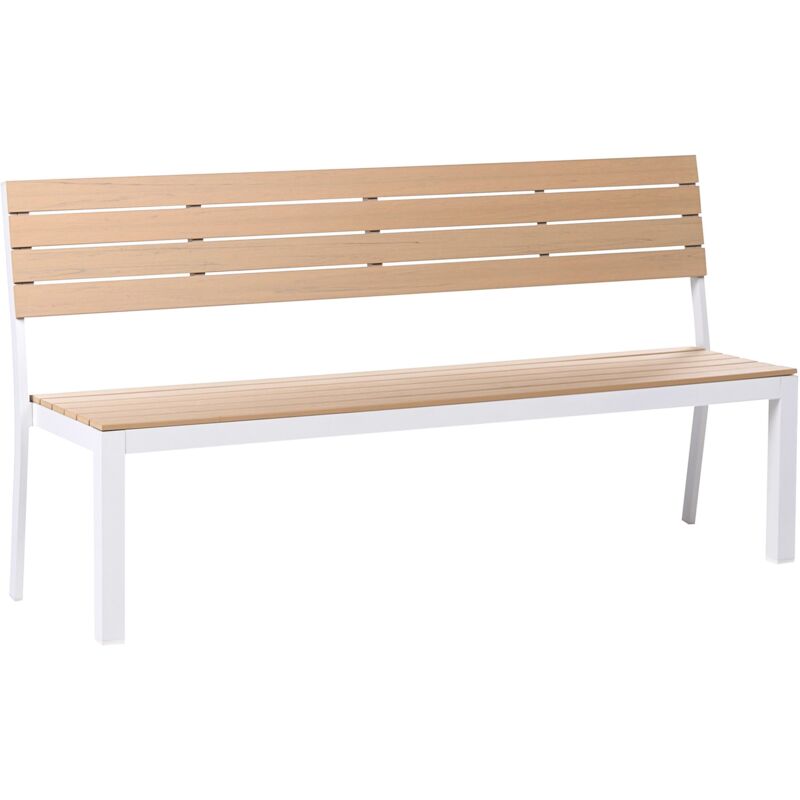 Banc de Jardin Moderne en Bois Plastique Structure en Aluminium 3 Places 173 cm Résistant à la Rouille aux UV Beige Como Banc de Jardin Moderne en Bois Plastique Structure en Aluminium 3 Places 173 cm Résistant à la Rouille aux UV Beige Como