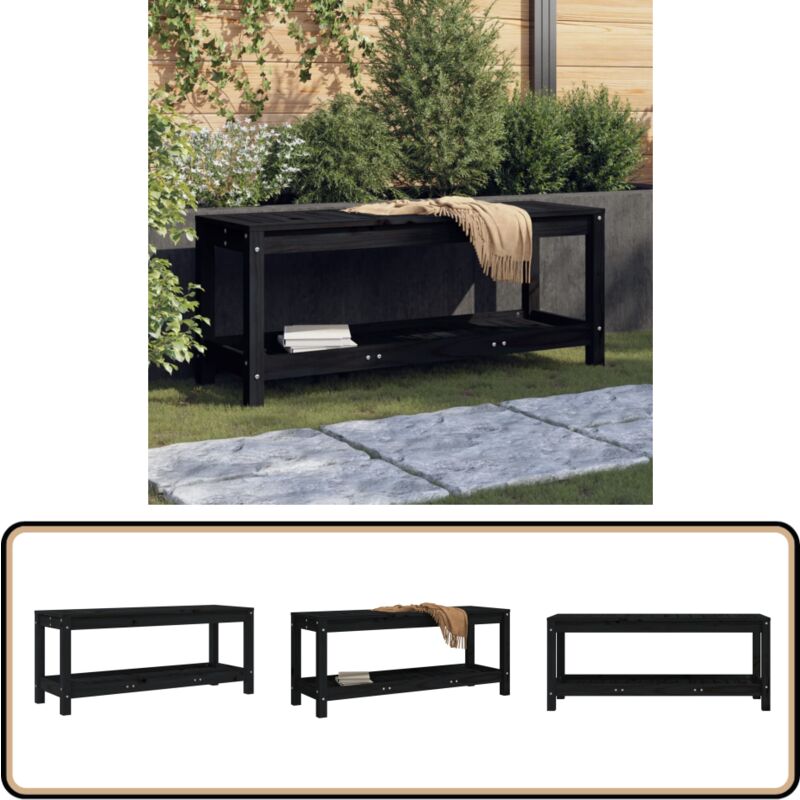 Banc de jardin noir 108x35x45 cm bois massif de pin - Banc De Jardin - Banc Extérieur - Mobilier De Jardin - Chaise De Jardin - Meubles De Jardin