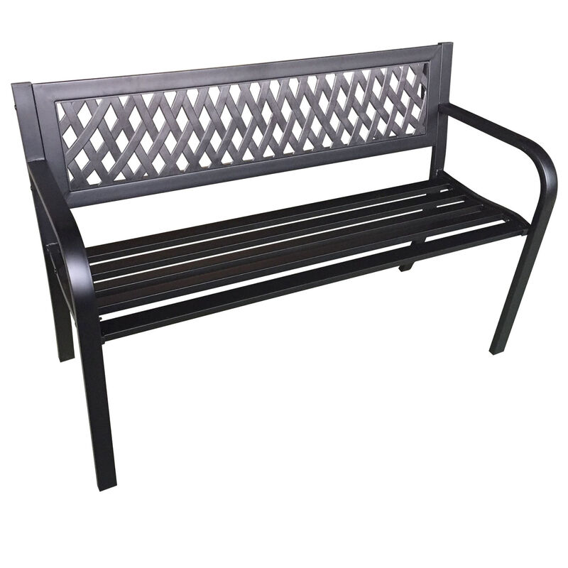 Banc de Jardin Noir kalia avec Pieds en Acier, Largeur 122 cm