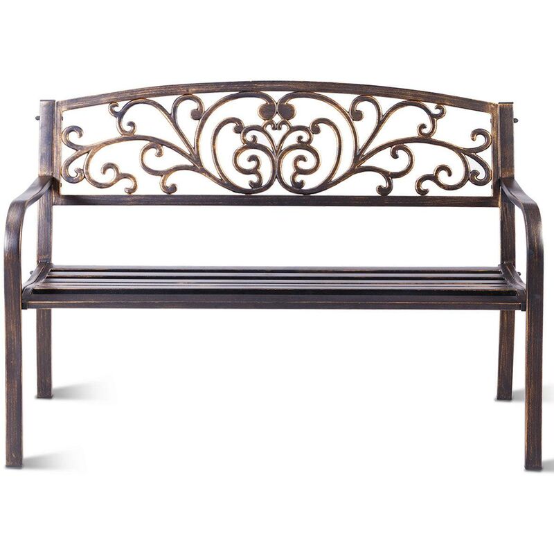 Banc de jardin noir magnifique 127 x 60 x 85 cm charge max 180 kg en métal - Métal
