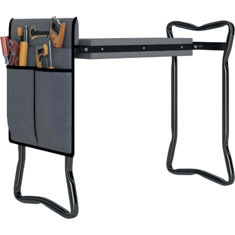 Banc de jardin pliable 2 en 1 avec coussin mousse EVA, kit d'outils fourni, structure solide facile à plier pour terrasse balcon et espace extérieur