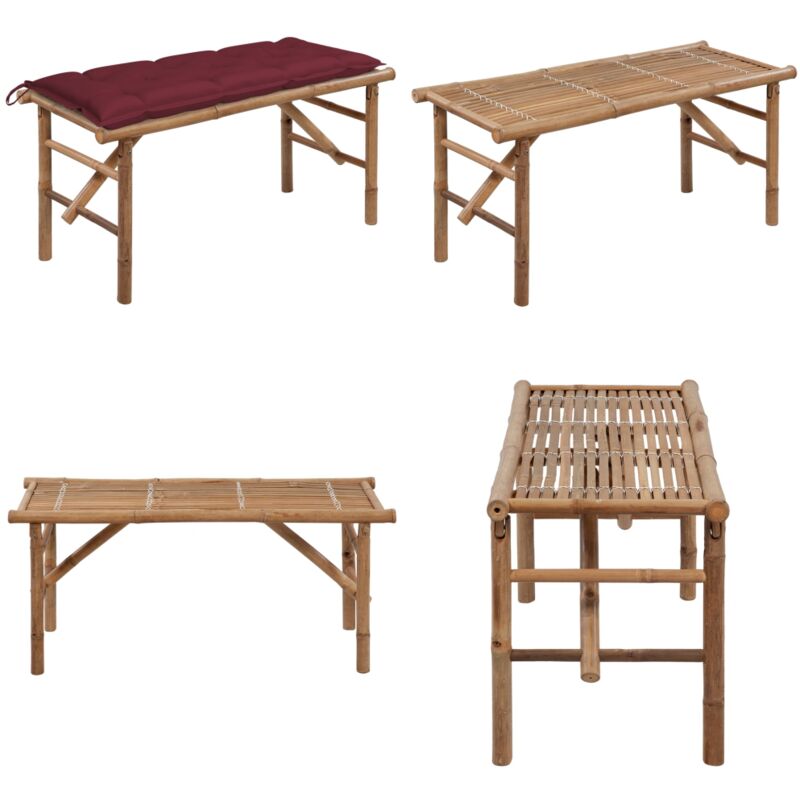 Banc de jardin pliable avec coussin 118 cm Bambou - Banc De Jardin - Banc Pliable - Mobilier De Jardin - Banc En Bambou - Coussin Imperméable - Home