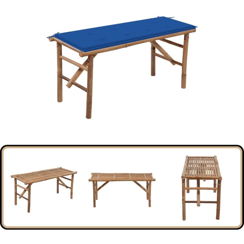 Vidaxl - Banc de jardin pliable avec coussin 118 cm Bambou - Banc De Jardin - Banc Pliable - Mobilier De Jardin - Chaise Longue - Bamboo Furniture