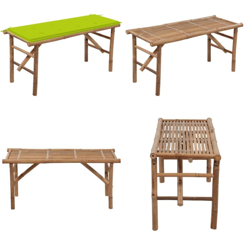 Banc de jardin pliable avec coussin 118 cm Bambou - Banc De Jardin - Banc Pliable - Mobilier De Jardin - Chaise De Jardin - Assise Extérieure - Home