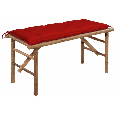 Banc de jardin pliable avec coussin 118cm Bambou 3