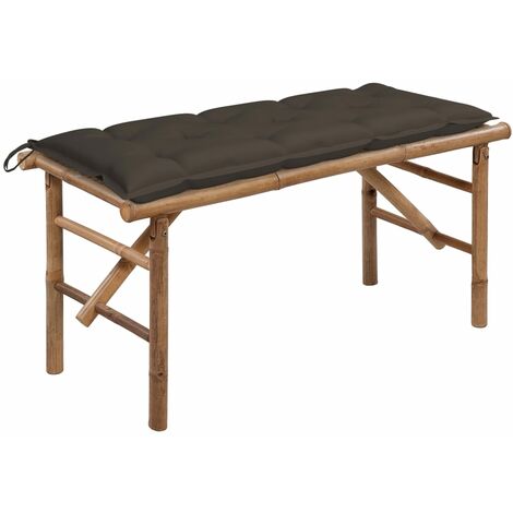 Banc de jardin pliable  Banc d'extérieur Banquette avec coussin 118 cm Bambou 81451