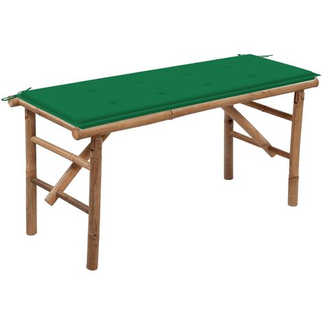 Banc de jardin pliable, Banc d'extérieur, Banquette moderne avec coussin 118 cm Bambou NKK69968