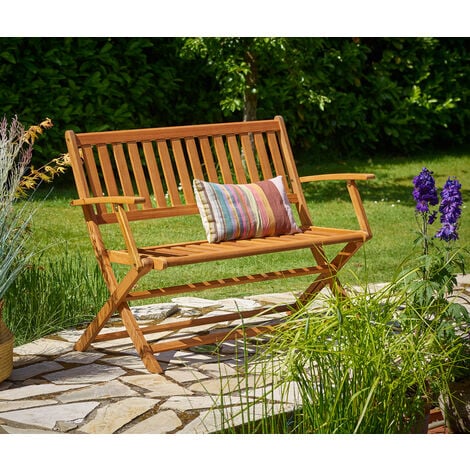 Banc De Jardin Pliable Bois D Eucalyptus Certifie Fsc 2 Places 4 Pieds Robustes Banc En Bois Pre Huile Terrasse Balcon Jardin Meuble D Exterieur Dossier Accoudoirs 107115