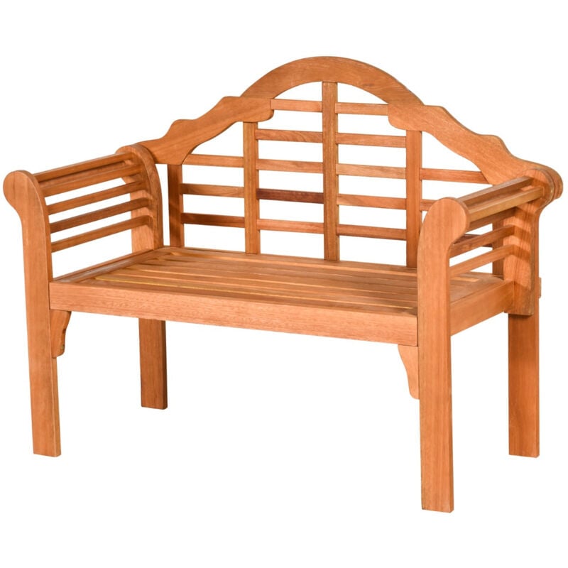 Banc de jardin pliable en bois d'eucalyptus 2 places 123 x 54 x 96 cm banquette de jardin extérieure pour terrasse cour balcon