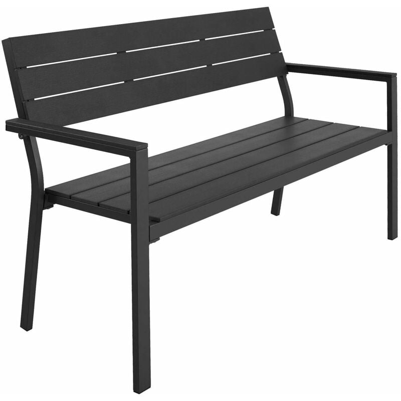 Banc de jardin pour 2 personnes utilisation en extérieur aluminium 129 cm gris