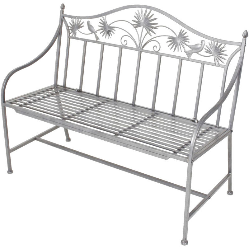 Harms - Banc de siège de jardin fer siège occasion balcon extérieur 2 places enduit de poudre argent 950363