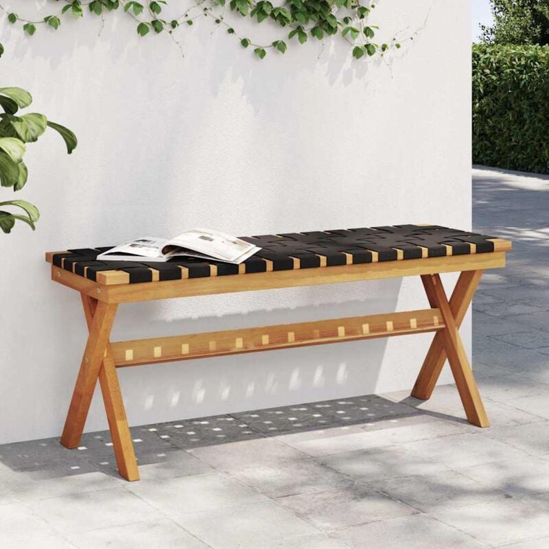 Vidaxl - Banc de jardin noir bois massif d'acacia et tissu