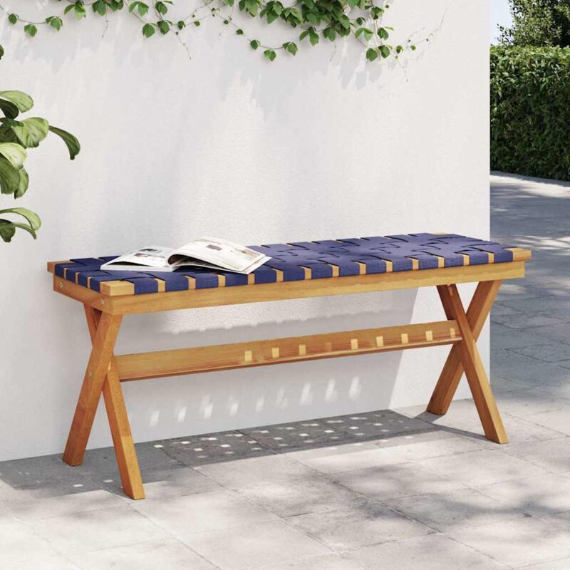 Vidaxl - Banc de jardin bleu foncé bois massif d'acacia et tissu