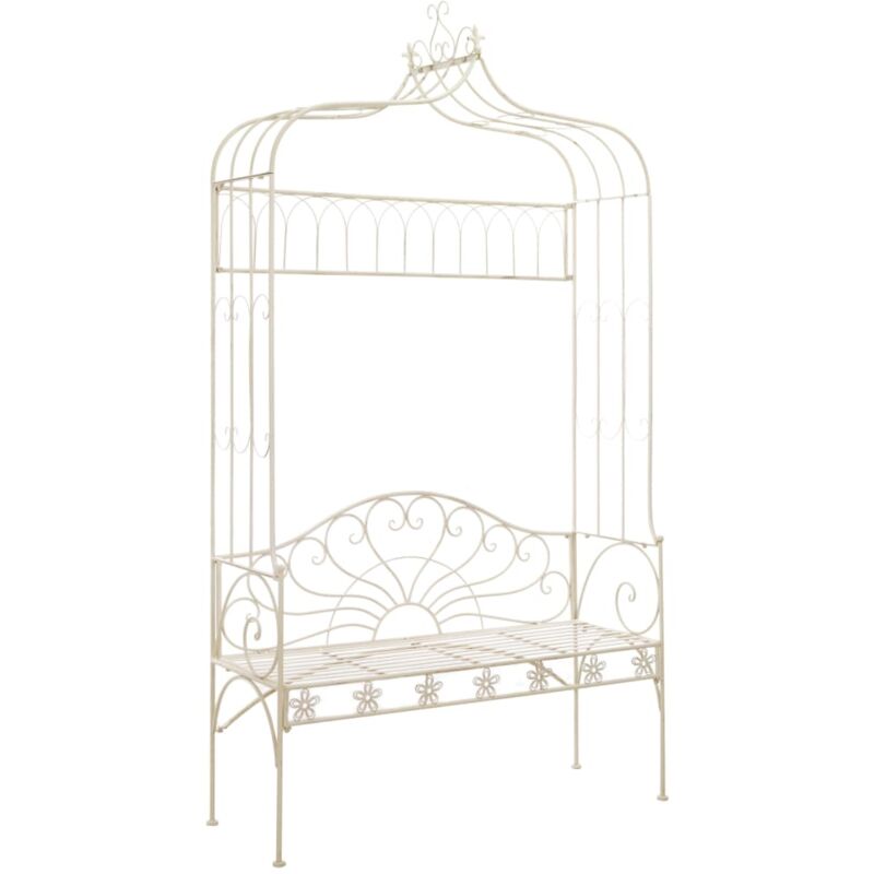 Banc de jardin，Banquette de jardin 122 cm Fer Blanc antique CFW29028