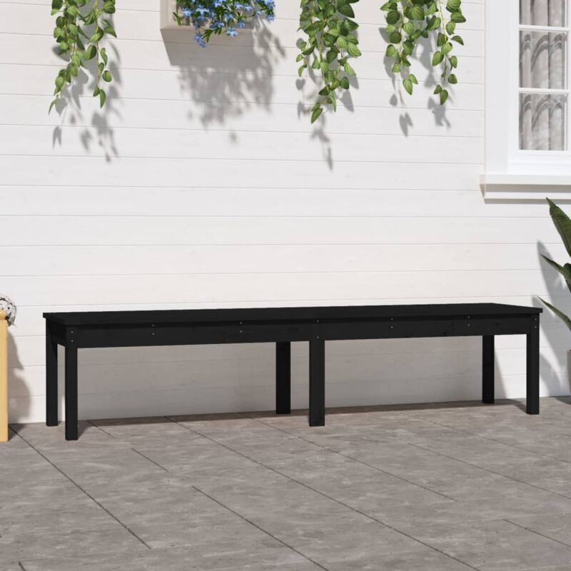 Banc de jardin,Banquette de jardin à 2 places noir 203,5x44x45cm bois massif de pin CFW76974
