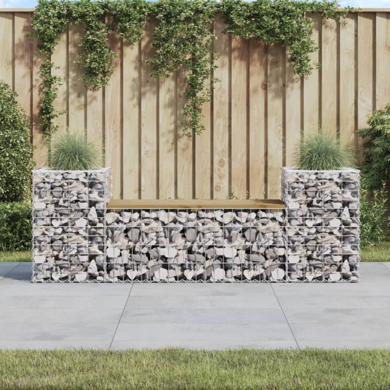 Banc de jardin,Banquette de jardin design gabion 183x41x60,5cm bois de pin imprégné CFW67731