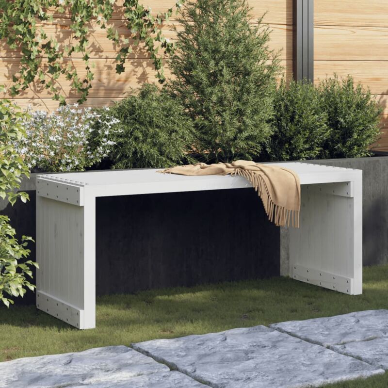 Banc de jardin,Banquette de jardin extensible blanc 212,5x40,5x45cm bois massif pin CFW76170