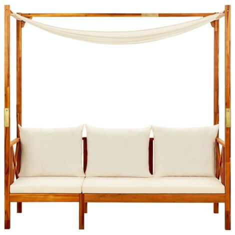Banc de jardin，Banquette de jardin，Chaise avec auvent Bois d'acacia solide CFW17617