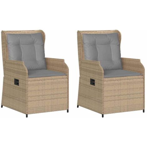 Banc de jardin，Banquette de jardin，Chaise avec coussin 2 pcs Beige Poly rotin CFW87146