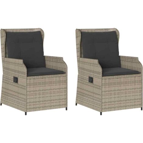 Banc de jardin，Banquette de jardin，Chaise avec coussin 2 pcs Gris clair Poly rotin CFW13440