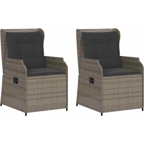 Banc de jardin，Banquette de jardin，Chaise avec coussin 2 pcs Gris Poly rotin CFW88433