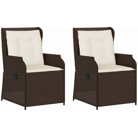 Banc de jardin，Banquette de jardin，Chaise avec coussin 2 pcs Marron Poly rotin CFW61755