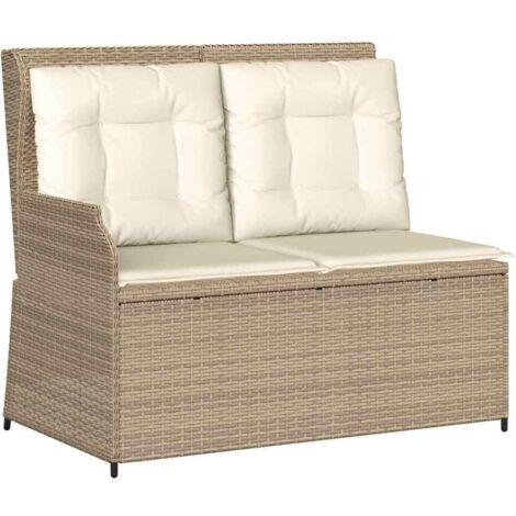 Banc de jardin，Banquette de jardin，Chaise avec coussin Beige Poly rotin CFW11067