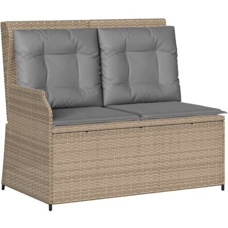 Banc de jardin，Banquette de jardin，Chaise avec coussin Beige Poly rotin CFW64740