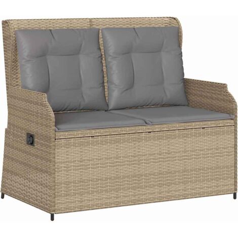 Banc de jardin，Banquette de jardin，Chaise avec coussin Beige Poly rotin CFW75421