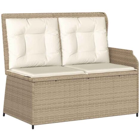 Banc de jardin，Banquette de jardin，Chaise avec coussin Beige Poly rotin CFW84098