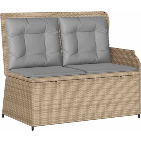 Banc de jardin，Banquette de jardin，Chaise avec coussin Beige Poly rotin CFW90573