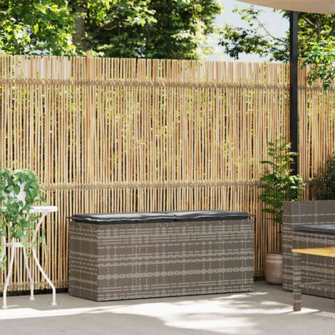 Banc de jardin，Banquette de jardin，Chaise avec coussin gris 110x40x44 cm résine tressée CFW66673