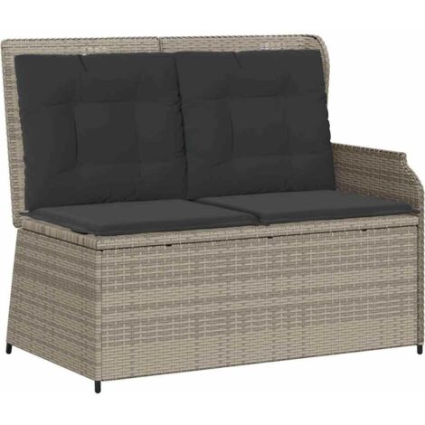 Banc de jardin，Banquette de jardin，Chaise avec coussin Gris clair Poly rotin CFW53559
