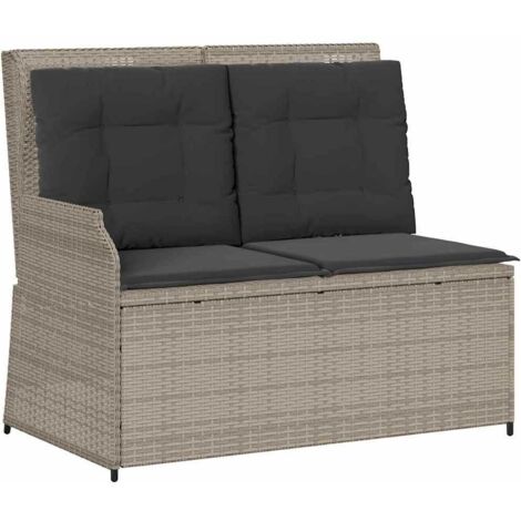 Banc de jardin，Banquette de jardin，Chaise avec coussin Gris clair Poly rotin CFW73006