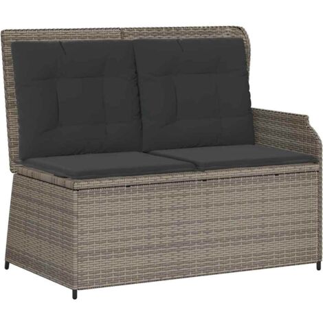 Banc de jardin，Banquette de jardin，Chaise avec coussin Gris Poly rotin CFW33280