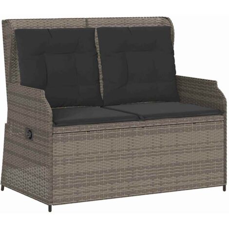 Banc de jardin，Banquette de jardin，Chaise avec coussin Gris Poly rotin CFW96776