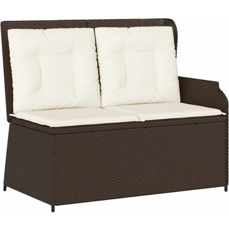 Banc de jardin，Banquette de jardin，Chaise avec coussin Marron Poly rotin CFW40561