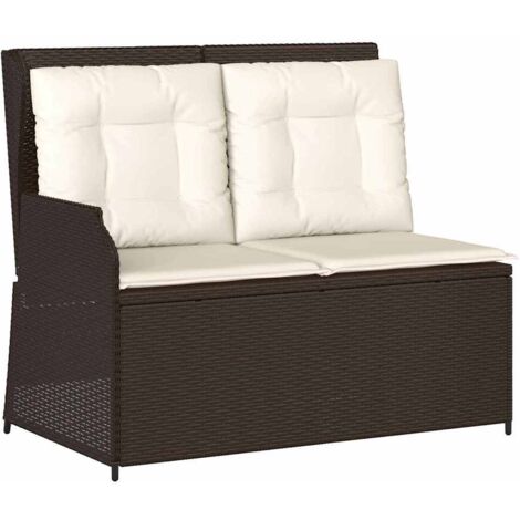 Banc de jardin，Banquette de jardin，Chaise avec coussin Marron Poly rotin CFW45995