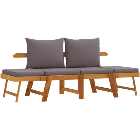 Banc de jardin，Banquette de jardin，Chaise avec coussins 2 en 1 bois d'acacia massif CFW48204